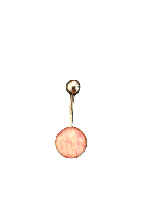 Stainless Steel Pink Camouflage Belly Piercing