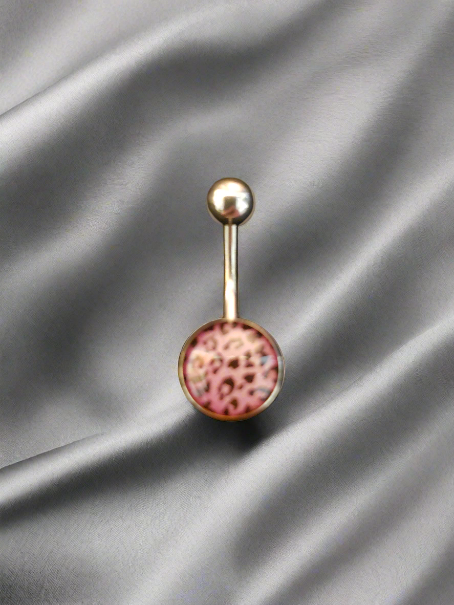 Stainless Steel Purple Leopard Print Belly Piercing