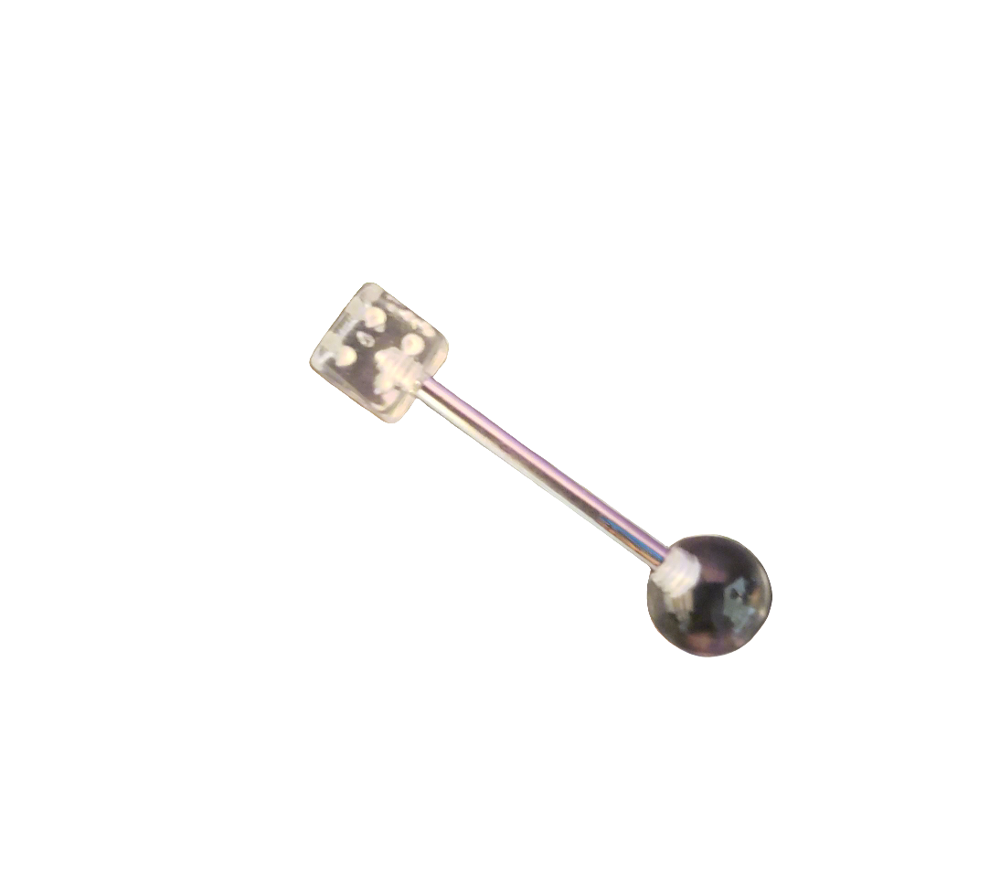 Stainless Steel 316L White Dice Tongue Piercing