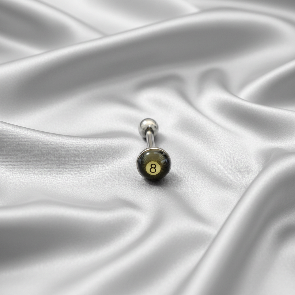 8 Ball tongue barbell in 316l stainless steel