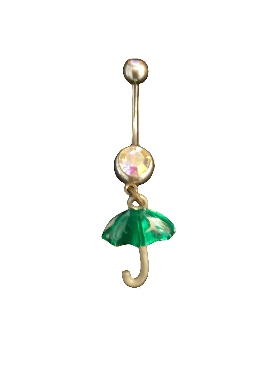 Belly Piercing Stainless Steel 316L with Dangling Umbrella Charm