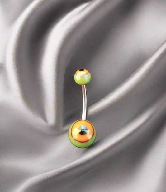 Stainless Steel Green Acrylic Eyeball Belly Piercing