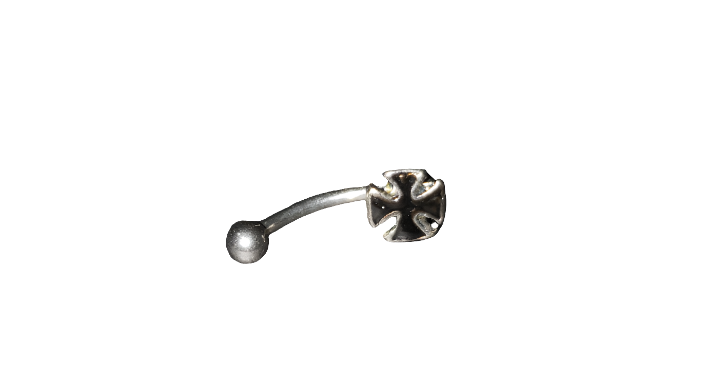 Black Maltese Cross Steel Eye Brow Piercing