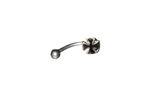 Black Maltese Cross Steel Eye Brow Piercing