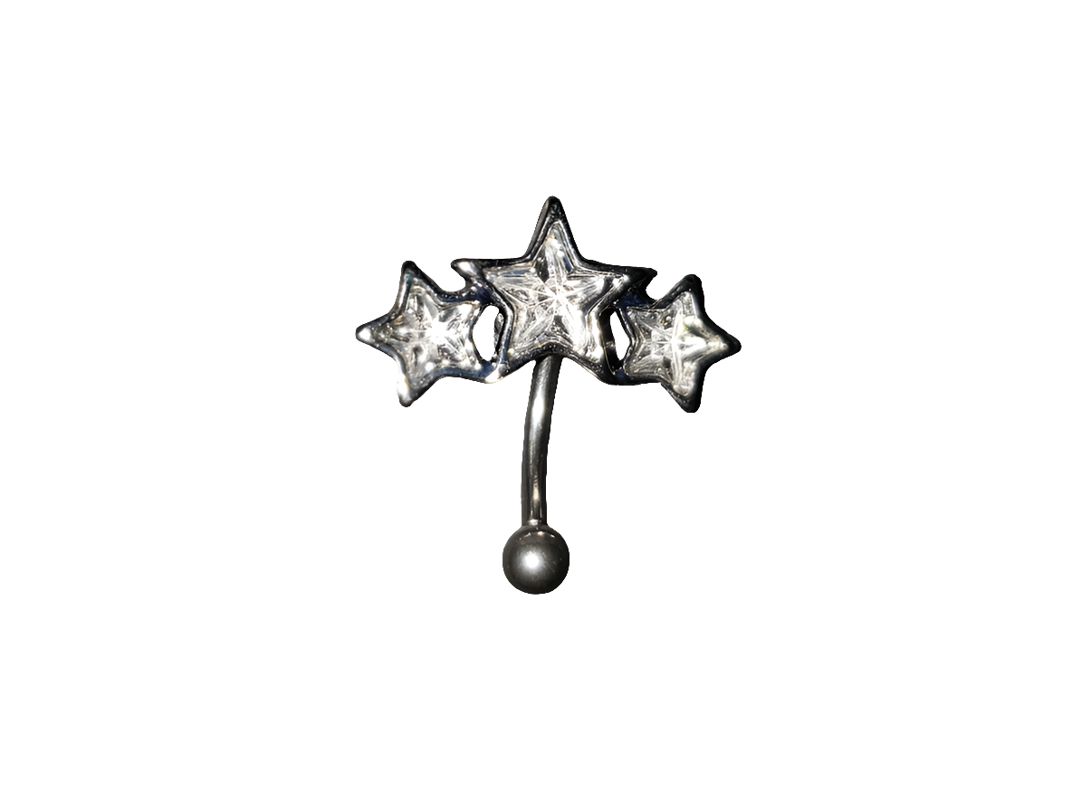 Clear Crystal Triple Star Steel Eye Brow Piercing