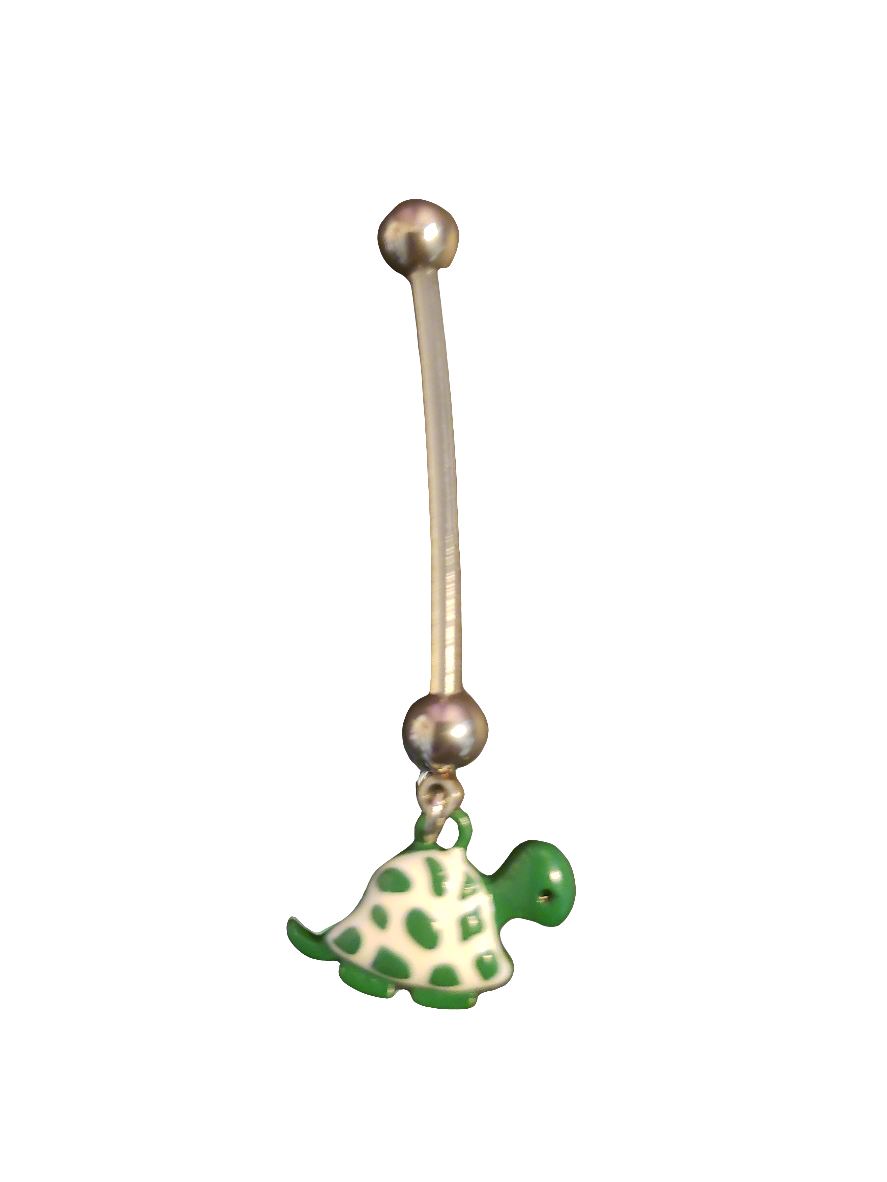 Pregnancy Belly Piercing with Turtle Charm