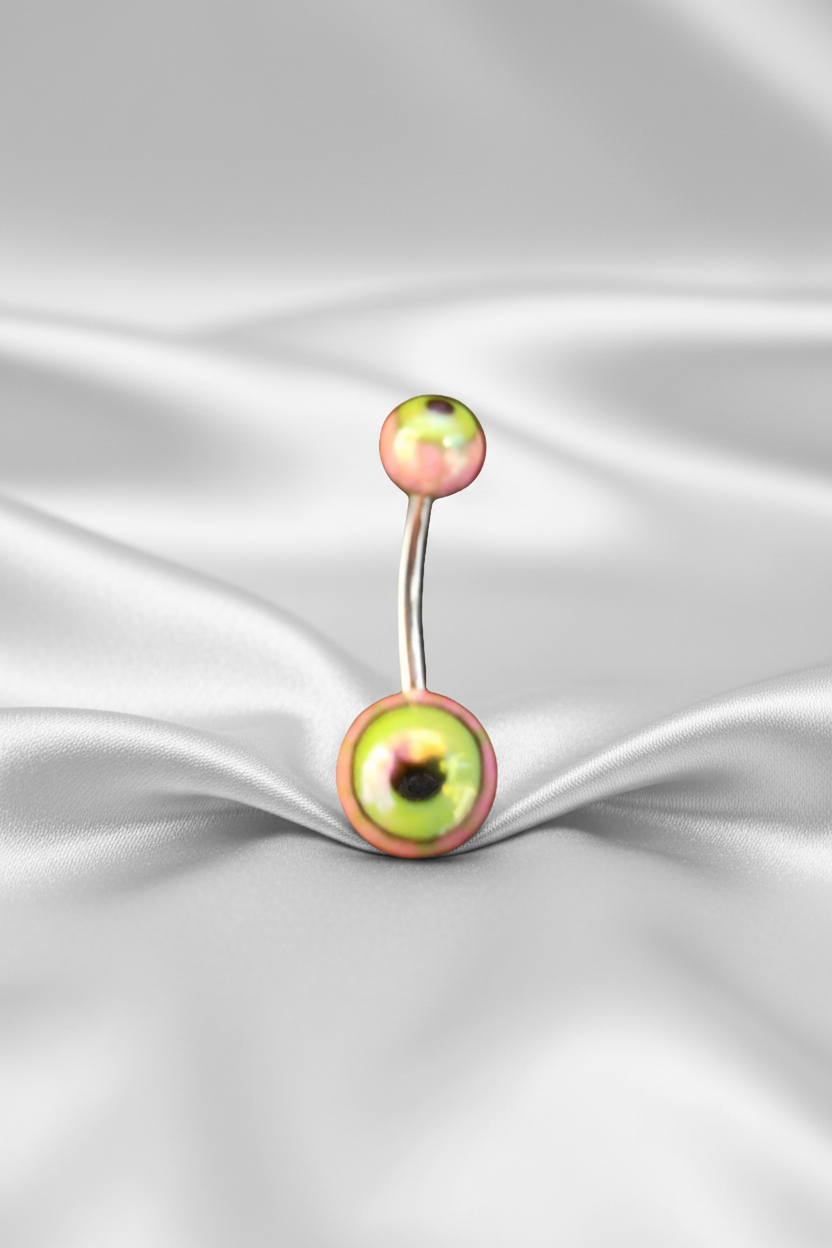 Pink Eyeball acrylic belly button ring - 316l stainless steel