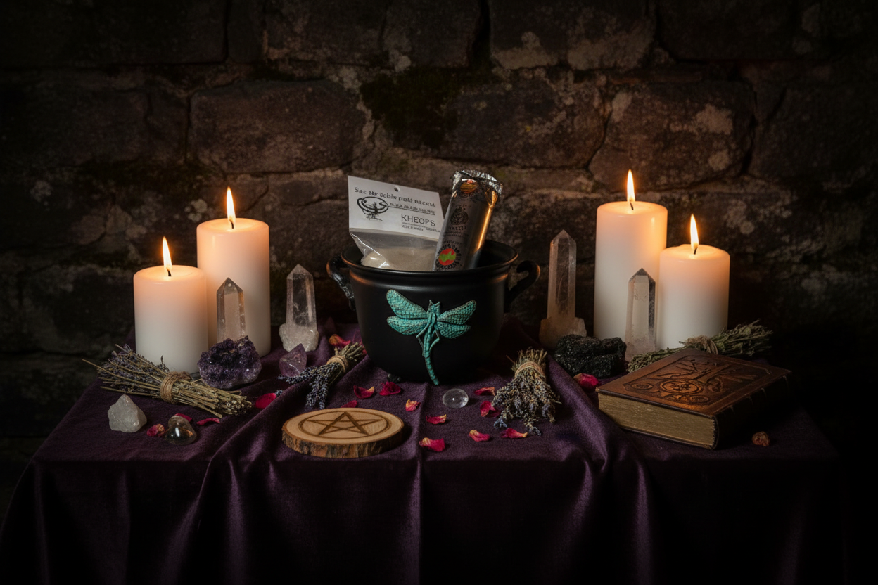 Metal Witches Cauldron with Dragonfly