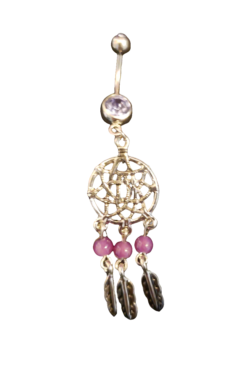 Belly Piercing Stainless Steel 316L with Dangling Lg Dream Catcher