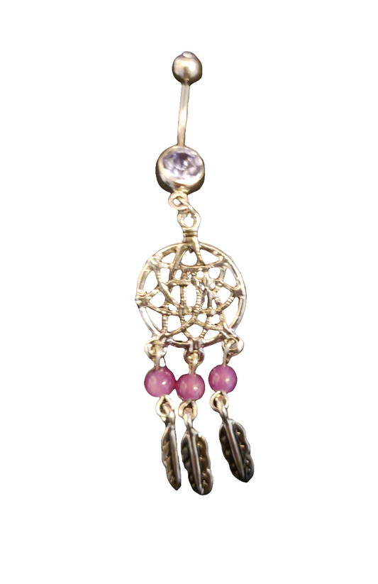 Belly Piercing Stainless Steel 316L with Dangling Lg Dream Catcher