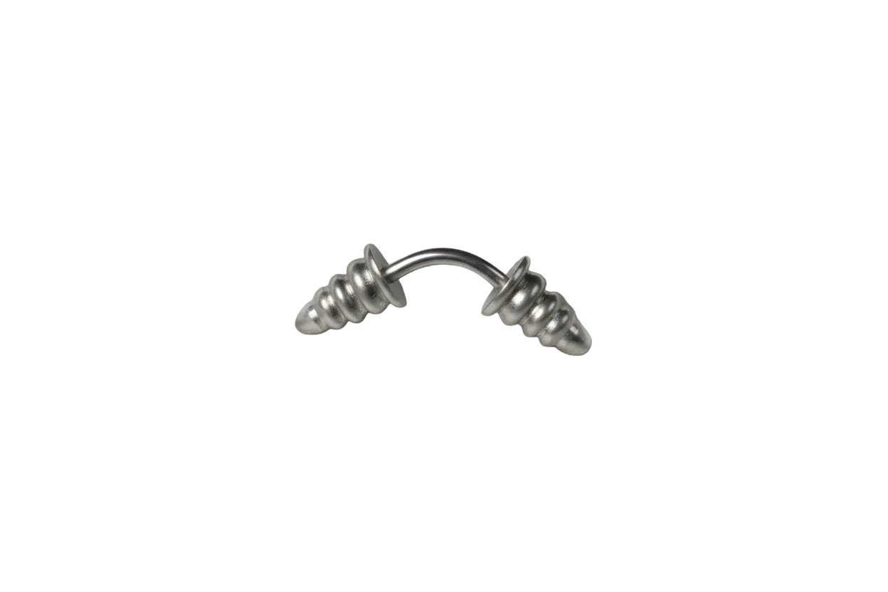 Steel 5mm Barbell Cone Eyebrow Ring in 316l stainless steel close up detail.
