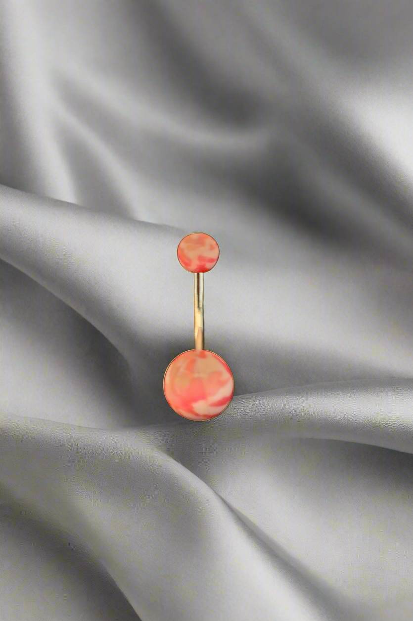 Stainless Steel Pink Camouflage Acrylic Belly Piercing