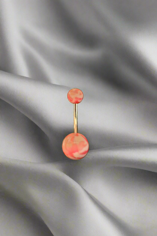 Stainless Steel Pink Camouflage Acrylic Belly Piercing