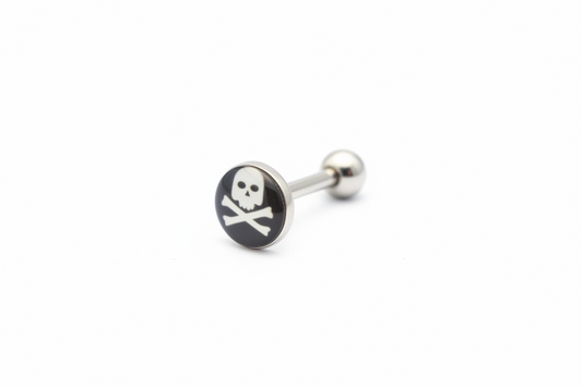 Skull & Crossbones tongue barbell - 316l stainless steel