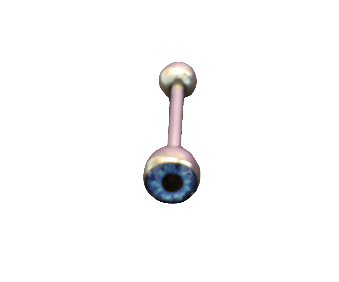 Stainless Steel 316L Blue Eyeball Tongue Piercing