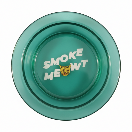 Fun Aqua Kitty Face 3 Inch Glass Ashtray
