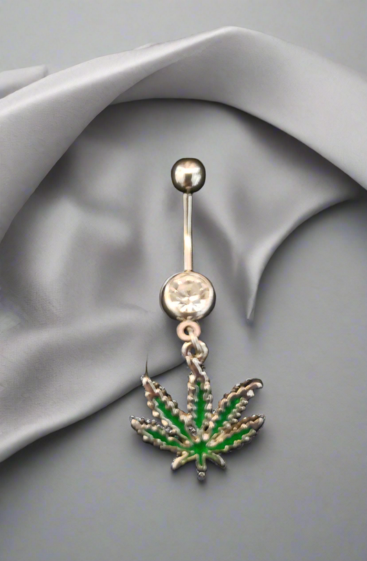 Belly Piercing Stainless Steel 316L with Dangling Leaf