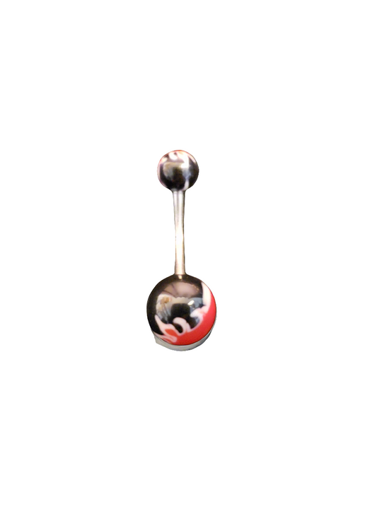 Stainless Steel Red Fireball Acrylic Belly Piercing