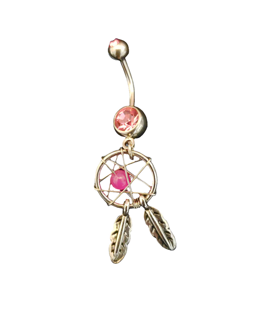 Belly Piercing Stainless Steel 316L with Dangling Dream Catcher