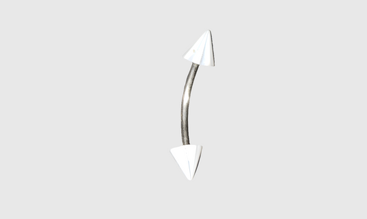 Steel Eye Brow Piercing with White Acrylic Spikes