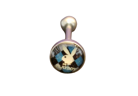 Stainless Steel 316L Blue Tartan Bunny Tongue Piercing