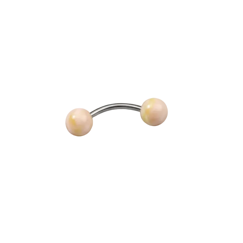 Peach & Beige acrylic belly button ring -in 316l stainless steel
