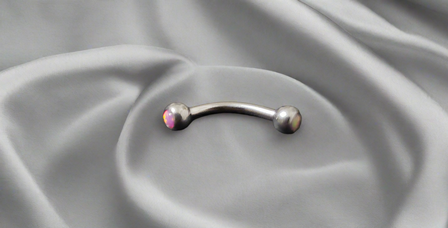 Pink Opal Steel Eye Brow Piercing