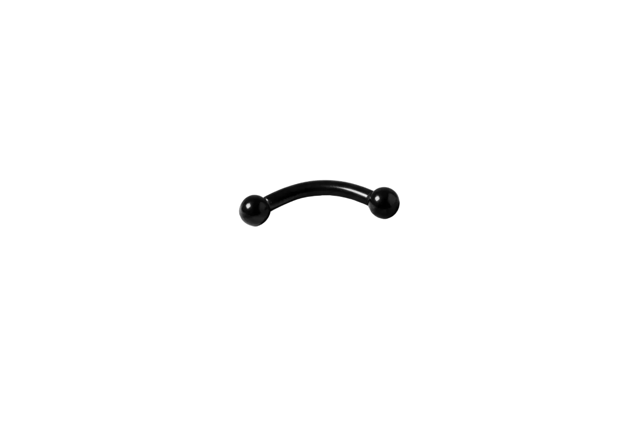Black Titanium 2mm Ball Eyebrow Ring in black titanium front facing.