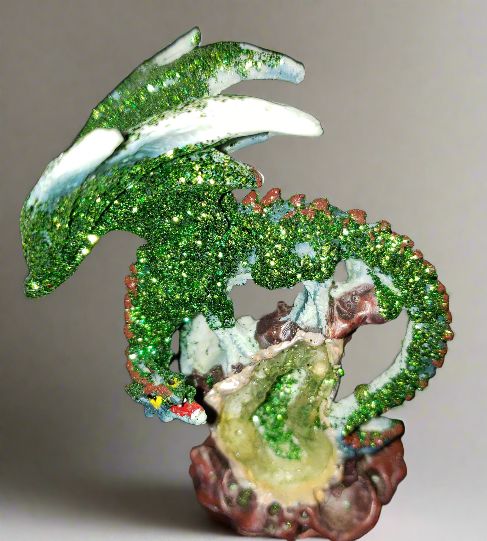 Dragon with Green Geode Figurine