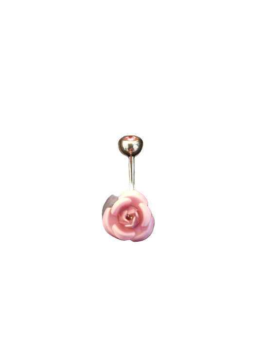 Stainless Steel Pink Rose Belly Piercing