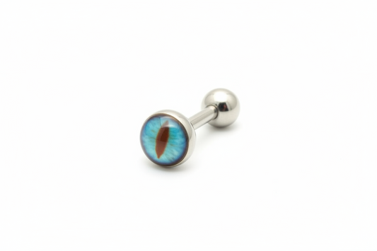 Aqua Snake Eye tongue barbell in 316l stainless steel