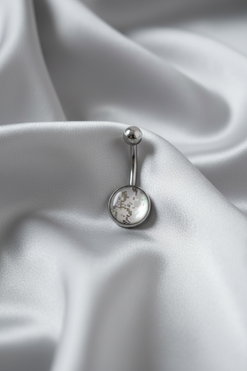 Blue Desert Camouflage Belly Button Ring - 316L Stainless Steel