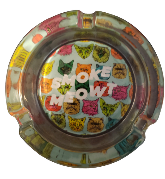 Glass Smoke Meowt Multi-Cat Ashtray