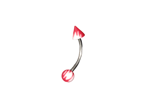 Steel Eye Brow Piercing with Red Acrylic Spike & Ball Ends