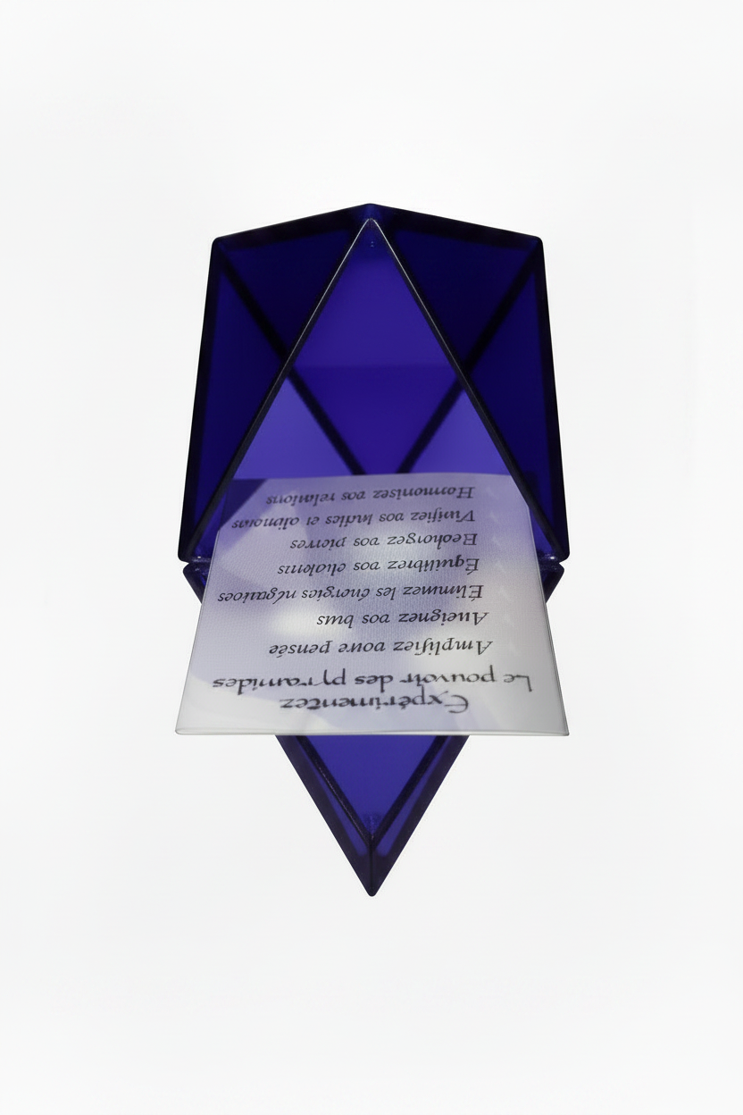 Dark Purple mini pyramid keepsake box open on a white background showing mirrored base interior.