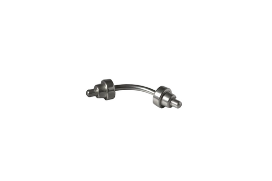 Steel Barbell Cone Eyebrow Ring in 316l stainless steel close up detail.