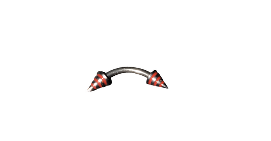 Steel Eye Brow Piercing with Red Striped Spikes