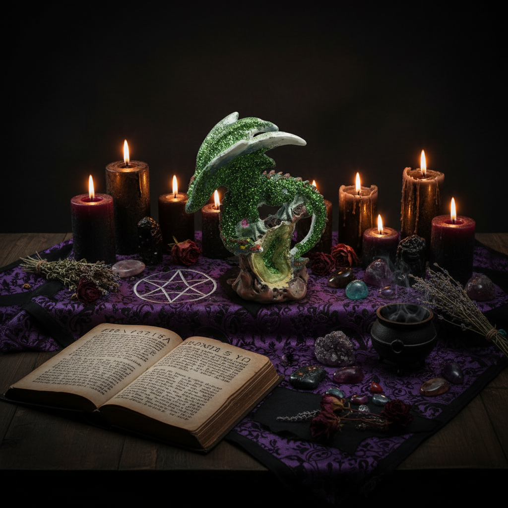 Dragon with Green Geode Figurine