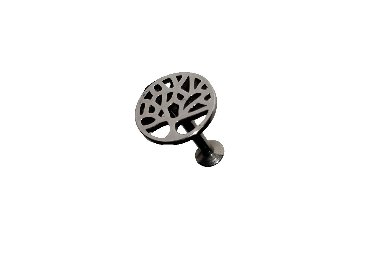 Stainless Steel Labret/Monroe Piercing with Tree of Life Design
