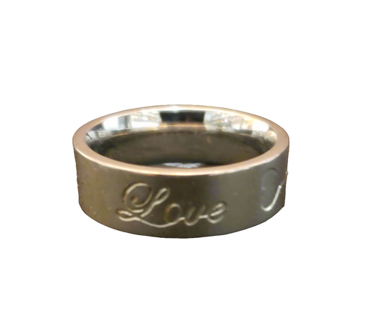 Stainless Steel "Love" Ring with Key Symbol