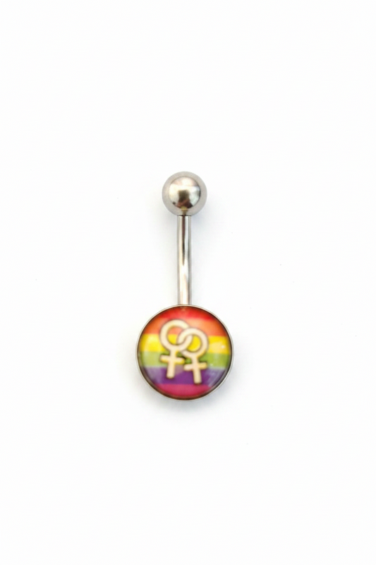 Rainbow Venus belly button ring in 316l stainless steel