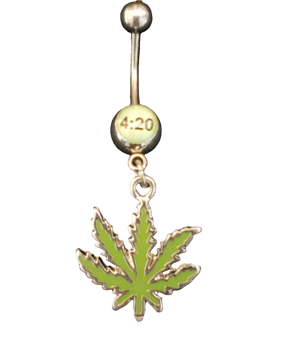 Belly Piercing Stainless Steel 316L with Dangling 420 Leaf