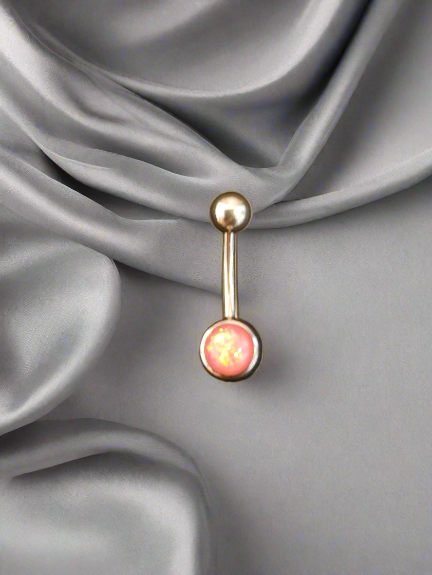 Stainless Steel Pink Opal Belly Piercing