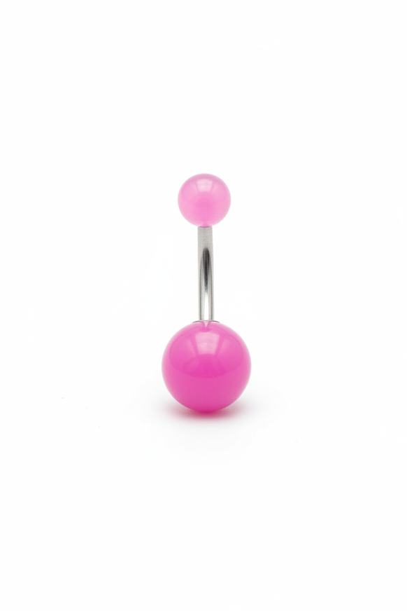 Purple Glow Acrylic Belly Button Ring in 316l stainless steel close up detail.