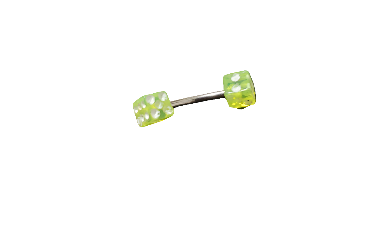Yellow Acrylic Dice Steel Eye Brow Piercing