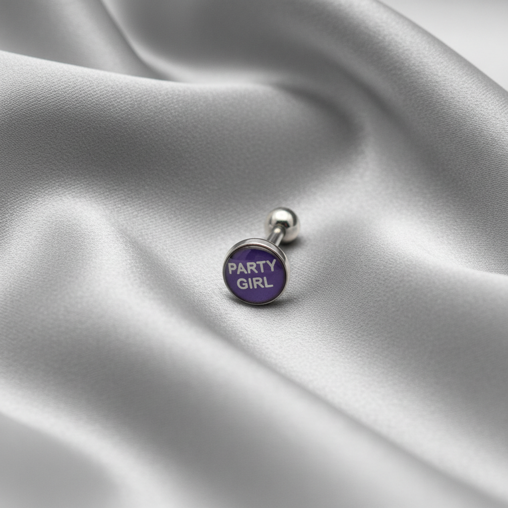 "Party Girl" tongue barbell in 316l stainless steel