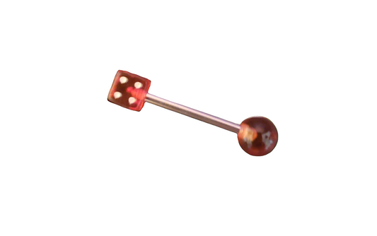 Stainless Steel 316L Red Dice Tongue Piercing