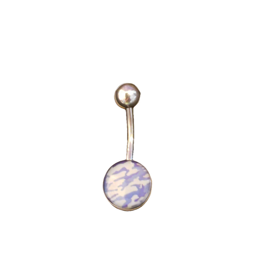 Stainless Steel Blue Camouflage Belly Piercing