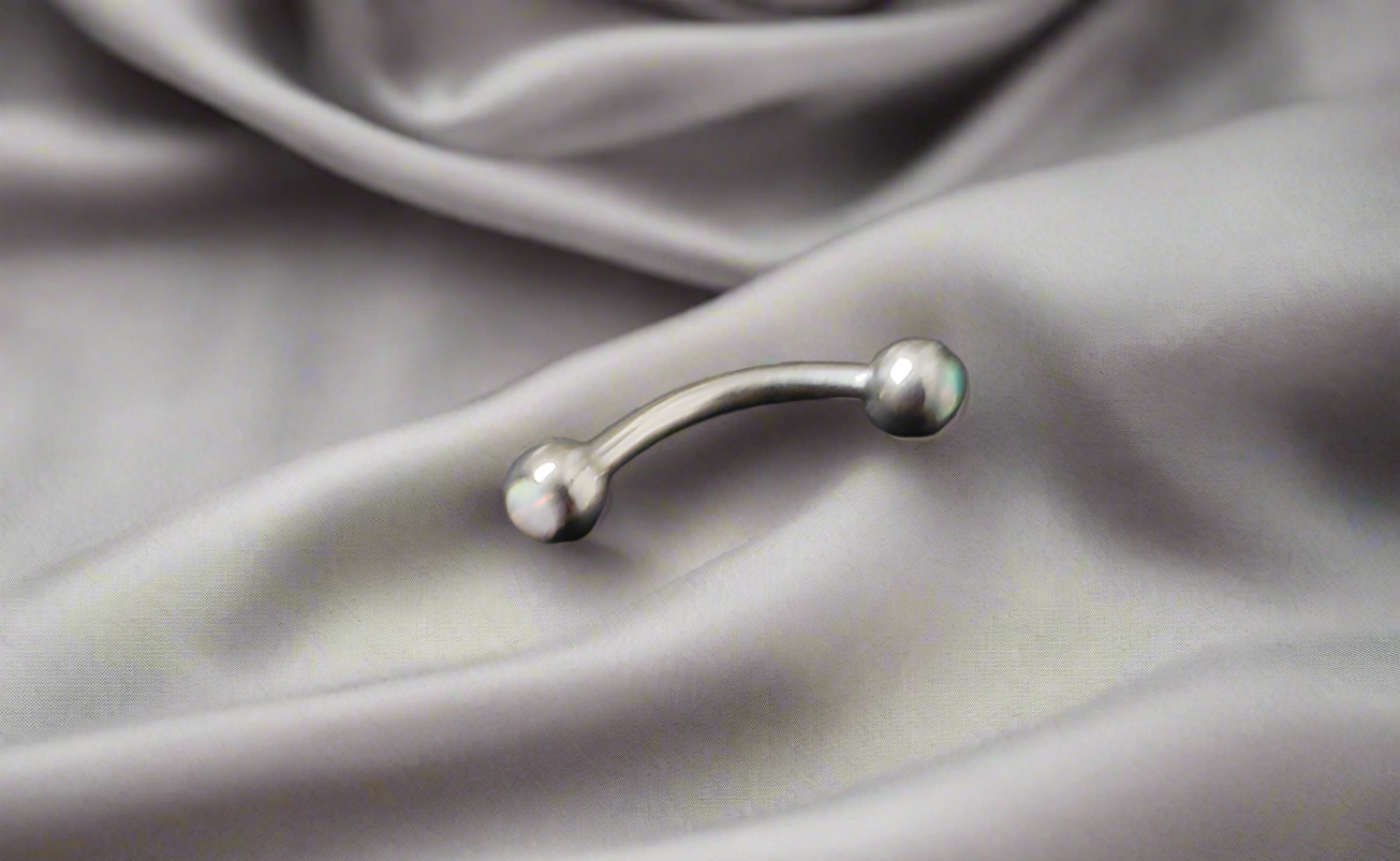 White Opal Steel Eye Brow Piercing