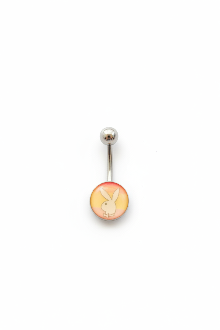 Rainbow Bunny belly button ring in 316l stainless steel